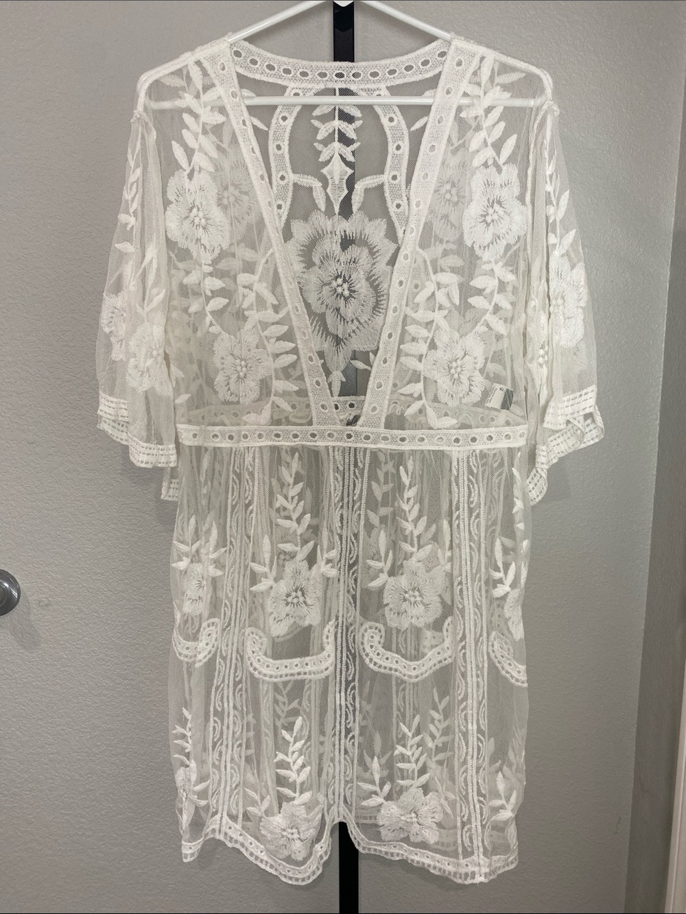 White Floral Lace Tunic Cover-Up